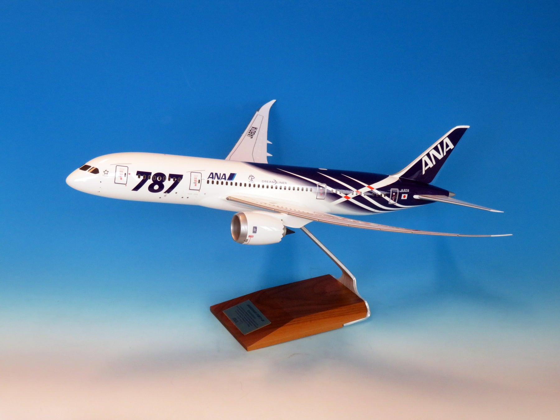 787-8 ANA 全日空 特別塗装 (ｷﾞｱなし、木製台座・ﾌﾟﾚｰﾄつき) JA801A  1/100【2024年12月中旬発売】(ANA20241112) [NH00124]