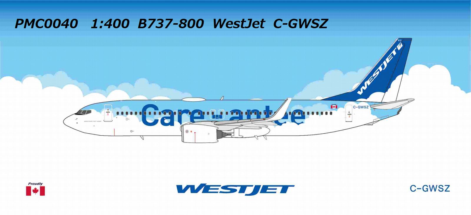 ※予約受付終了【予約商品】B737-800 ウエストジェット航空 C-GWSZ 1/400 (PM20251202) [PMC0040]