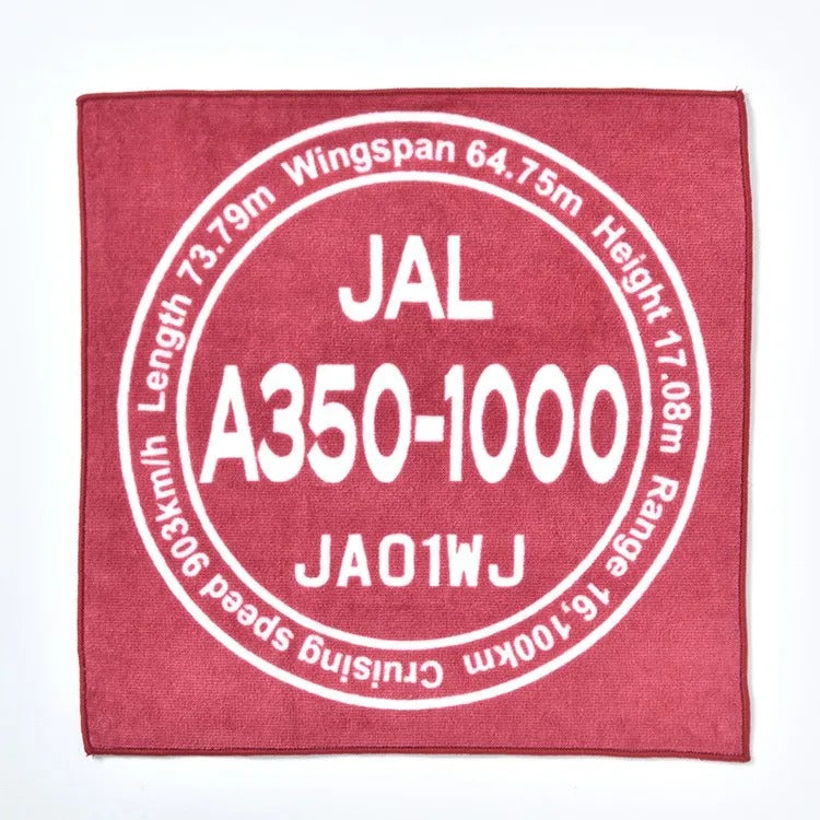 JAL A350-1000 JA01WJ Hand Towel Deep Red [BJB35118]