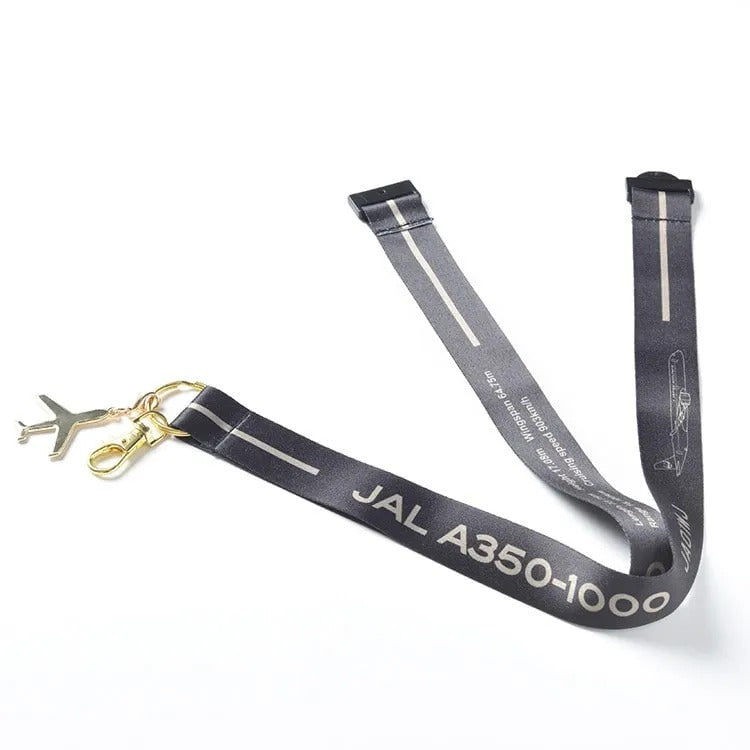 JAL A350-1000 JA01WJ Neck Strap with Charm Black [BJB35135]