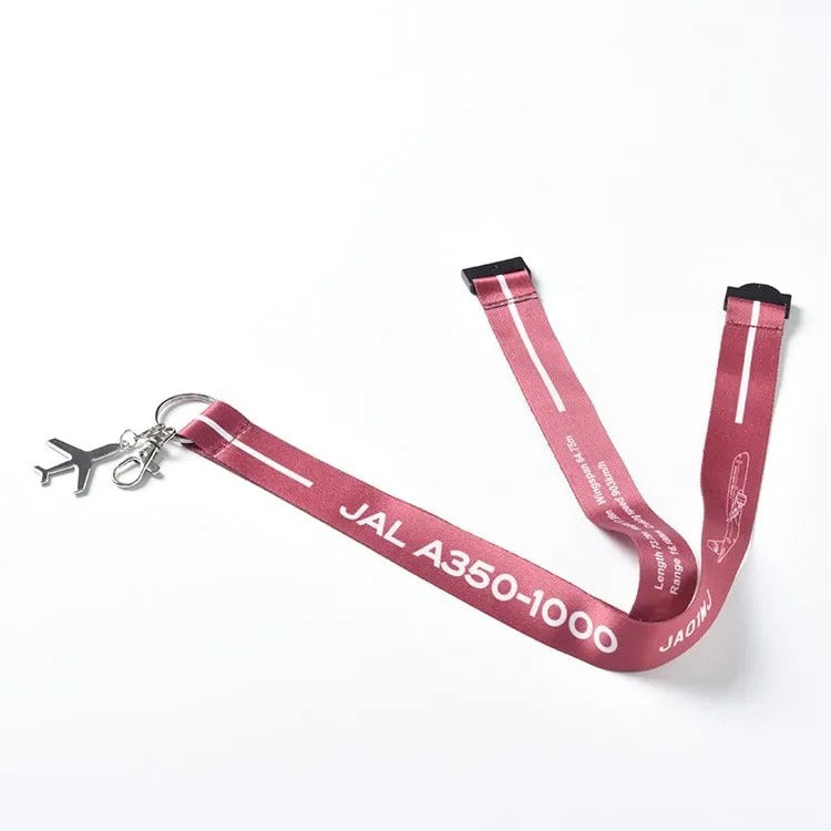 JAL A350-1000 JA01WJ Neck Strap with Charm Deep Red [BJB35136]