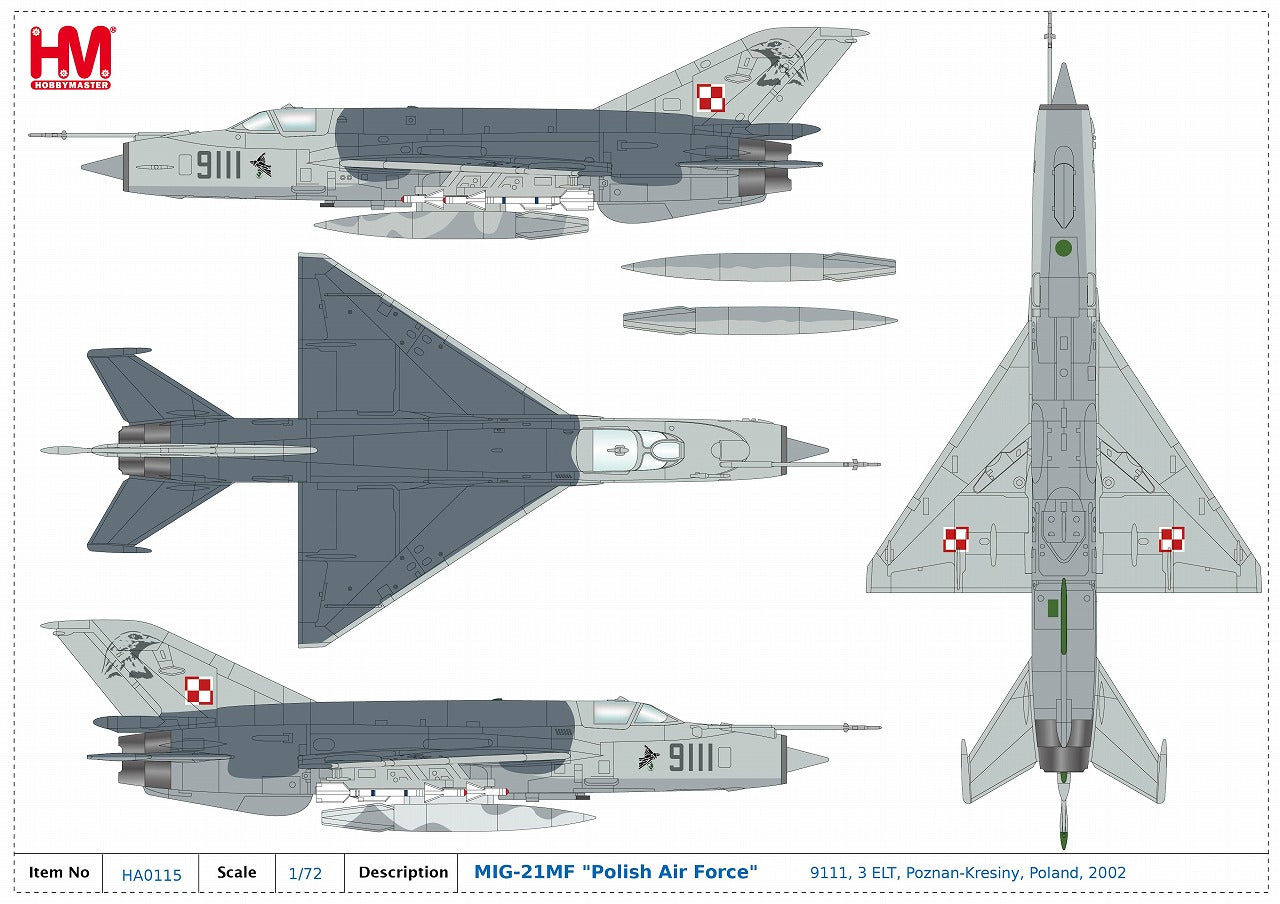 Hobby Master MIG-21MF ポーランド空軍 第3戦術飛行隊 2002年 1/72