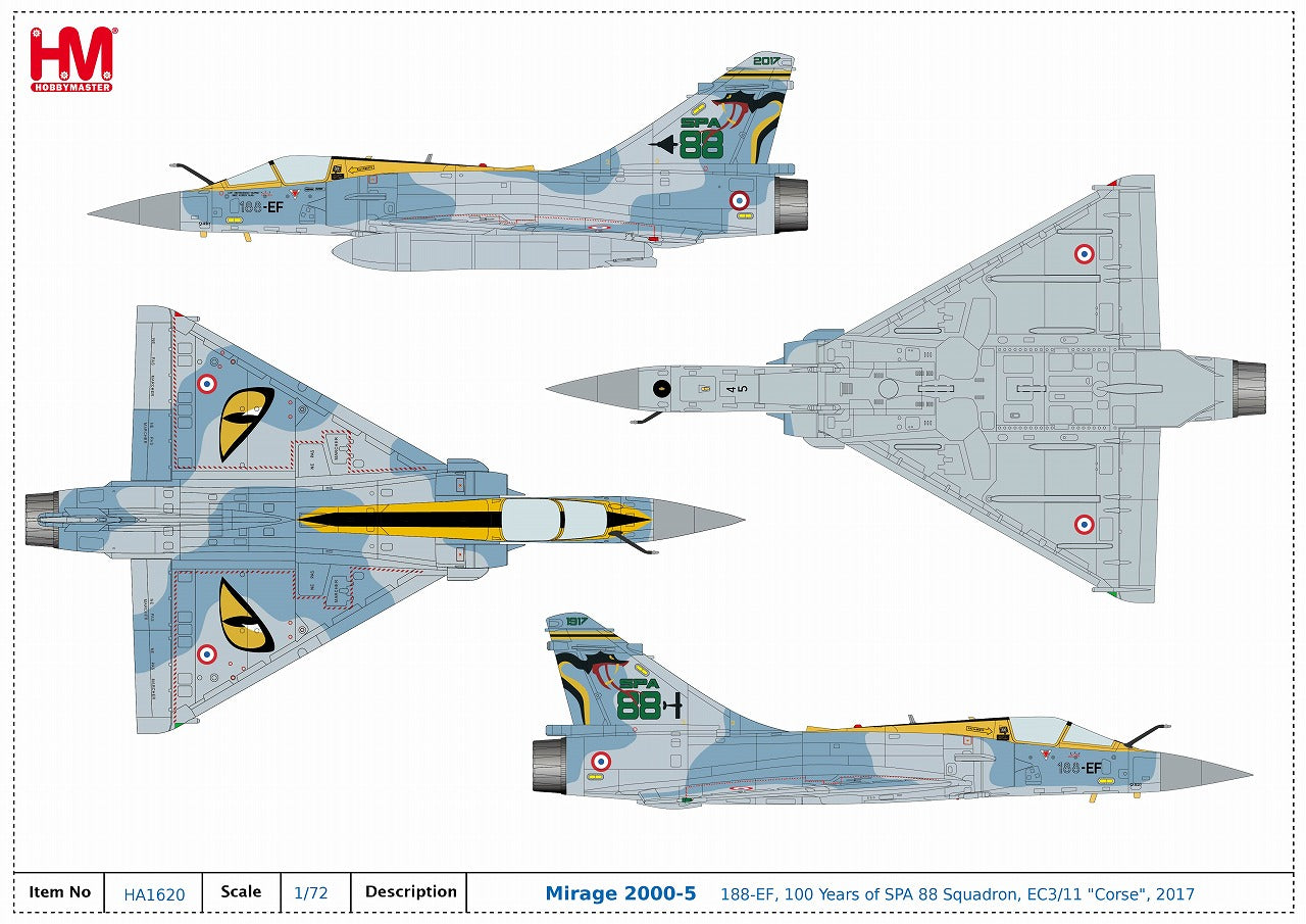 Mirage 2000-5 French Air Force 88th Fighter Squadron 100th Anniversary 1/72 [HA1620] 