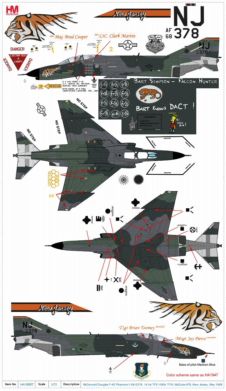 F-4E Phantom 2, United States Air Force, 108th Fighter Squadron, 1988, 1/72 [HA19057] 