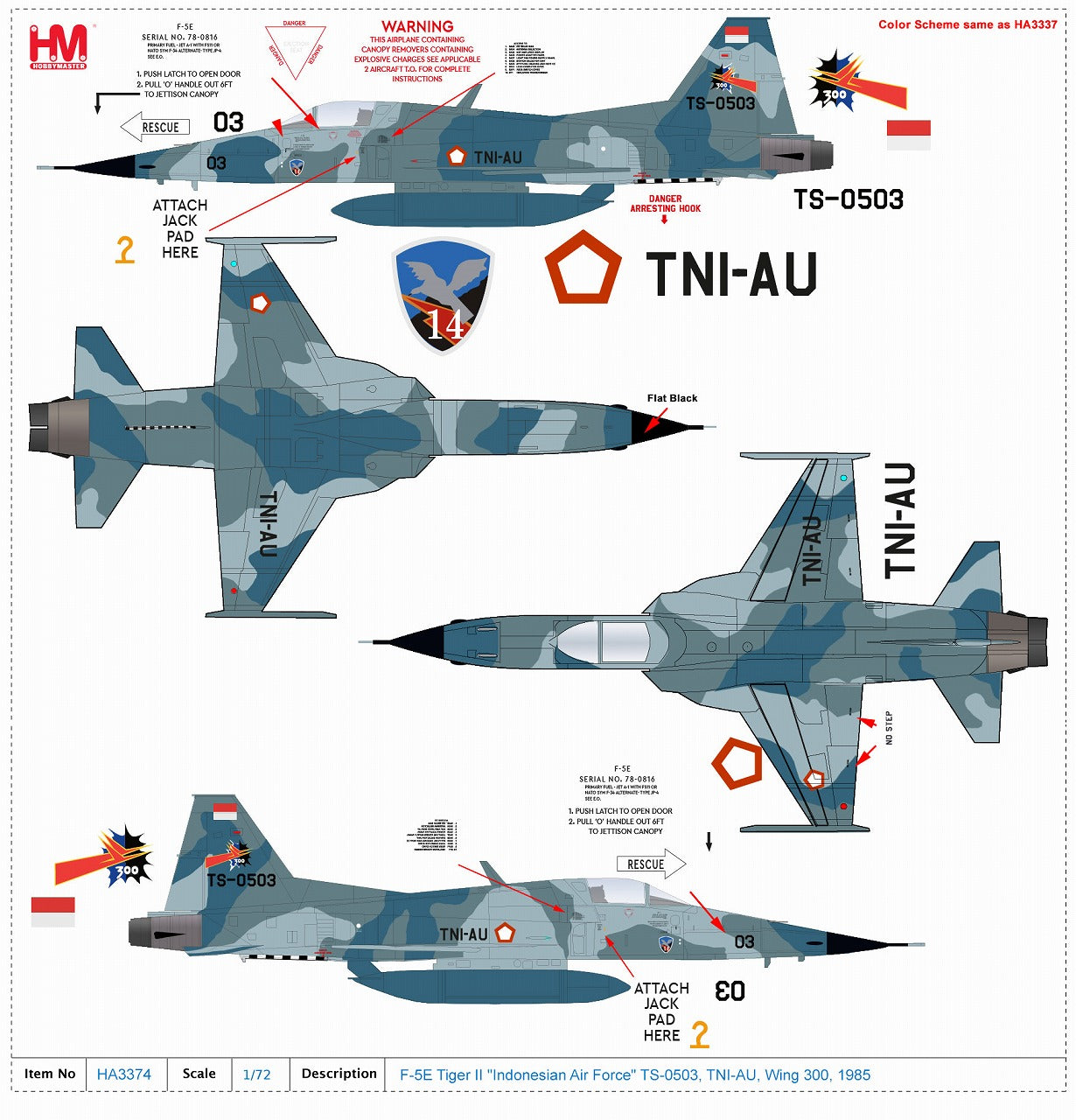 F-5E Tiger 2 Indonesian Air Force 300th Wing 1/72 [HA3374] 