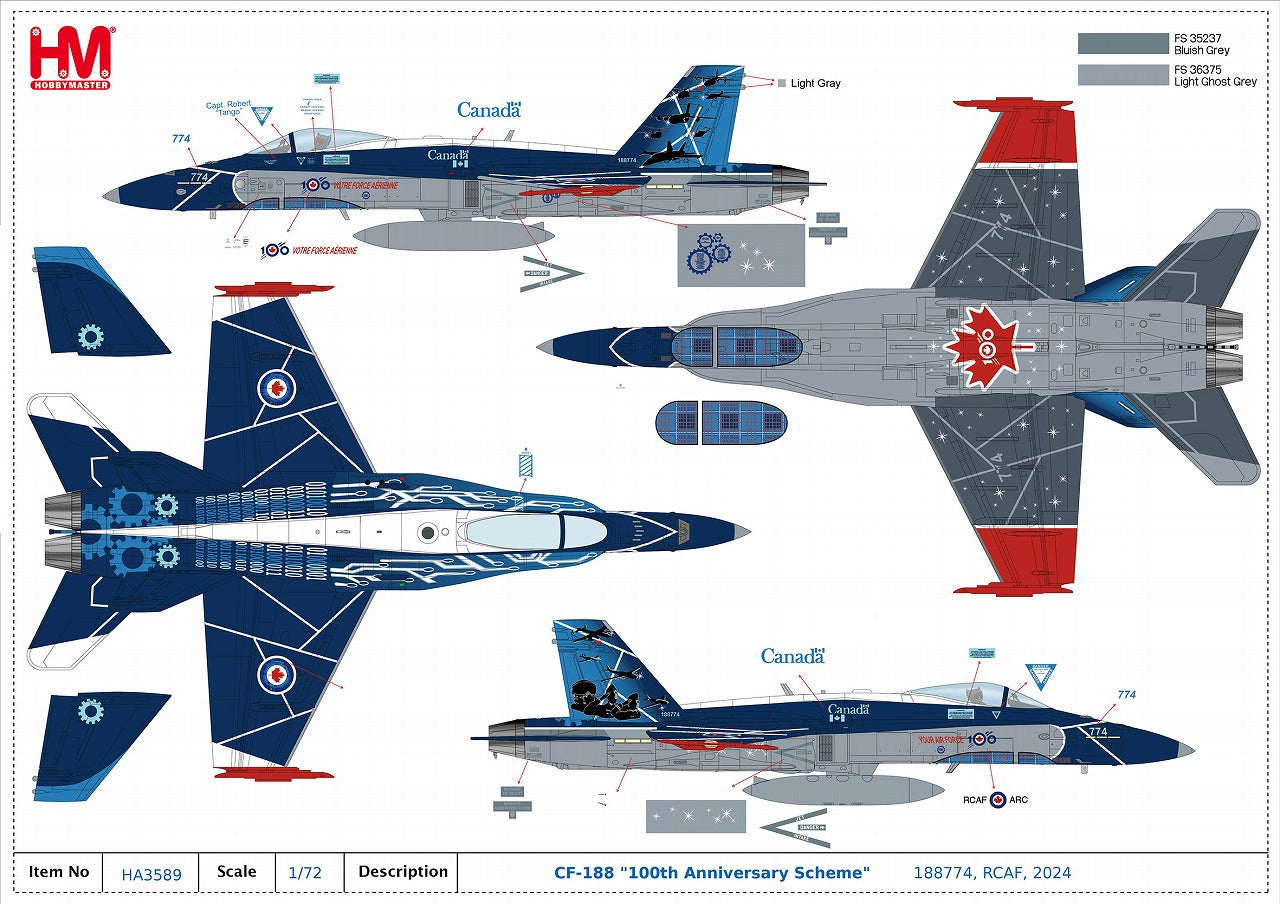 【限定品】CF-188 カナダ空軍 「100th Anniversary Scheme」 2024年 188774 1/72  [HA3589]