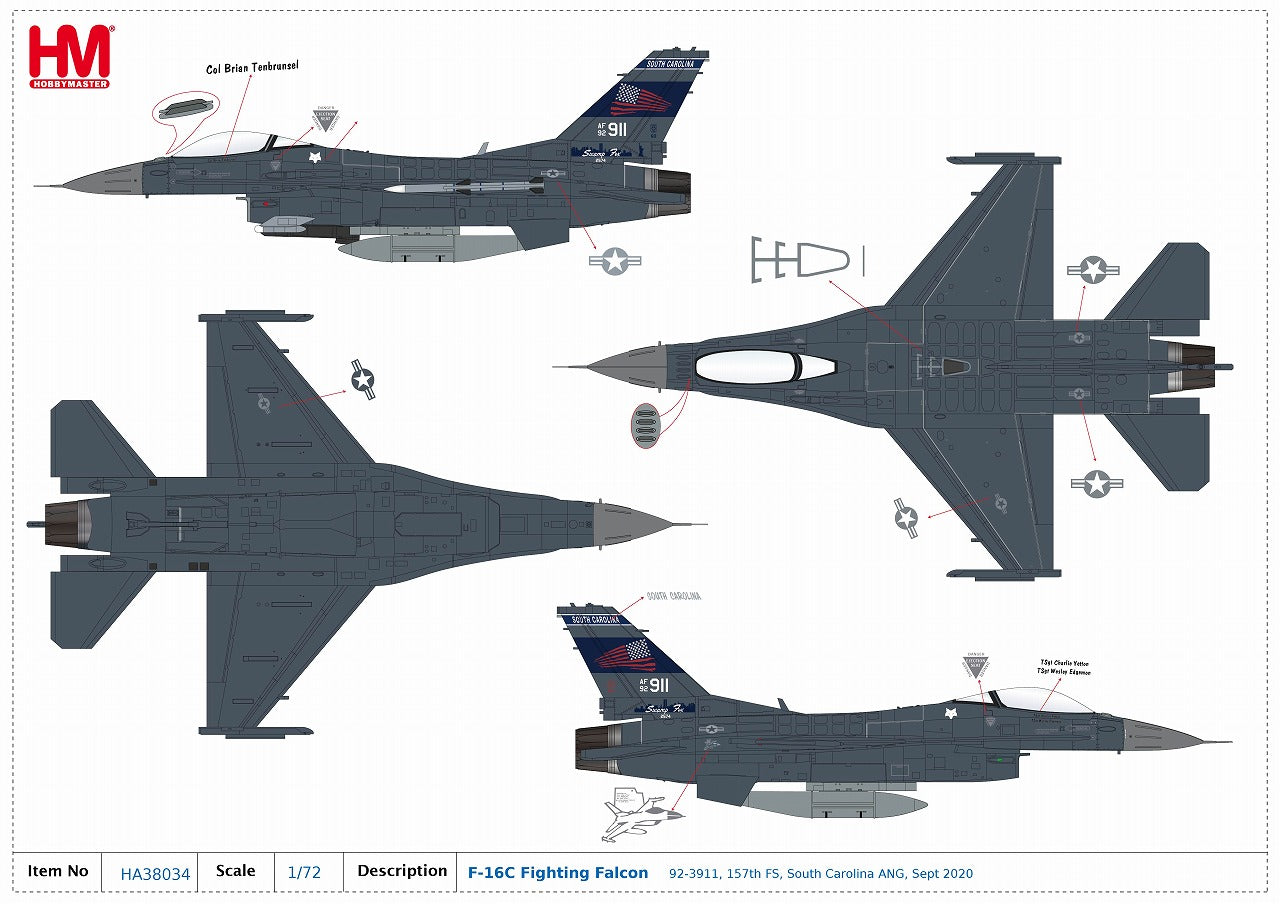 F-16C 南卡罗来纳州空军国民警卫队 2020 1/72 [HA38034] 