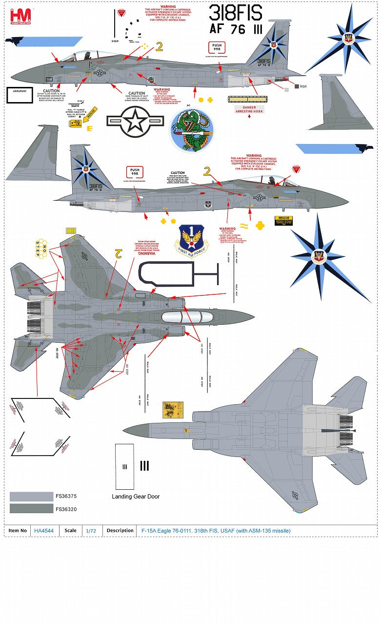F-15A イーグル アメリカ空軍 第318戦闘迎撃飛行隊 ※ASM-135付属 76-0111 1/72 [HA4544]