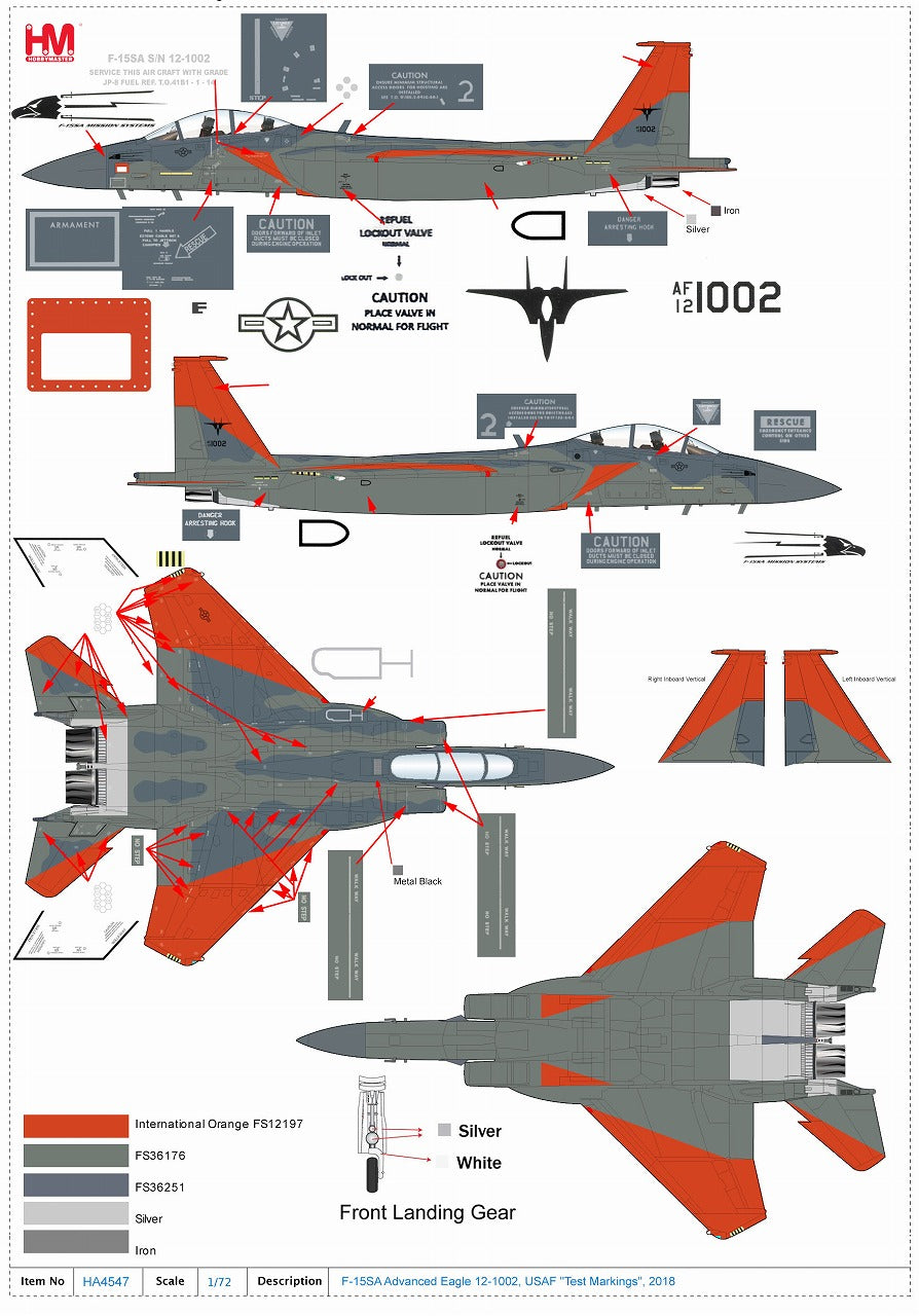 【限定品】F-15SA アドバンスドイーグル アメリカ空軍 「Test Markings」 2018年 ※AIM-120・燃料タンク付属 12-1002  1/72  [HA4547]
