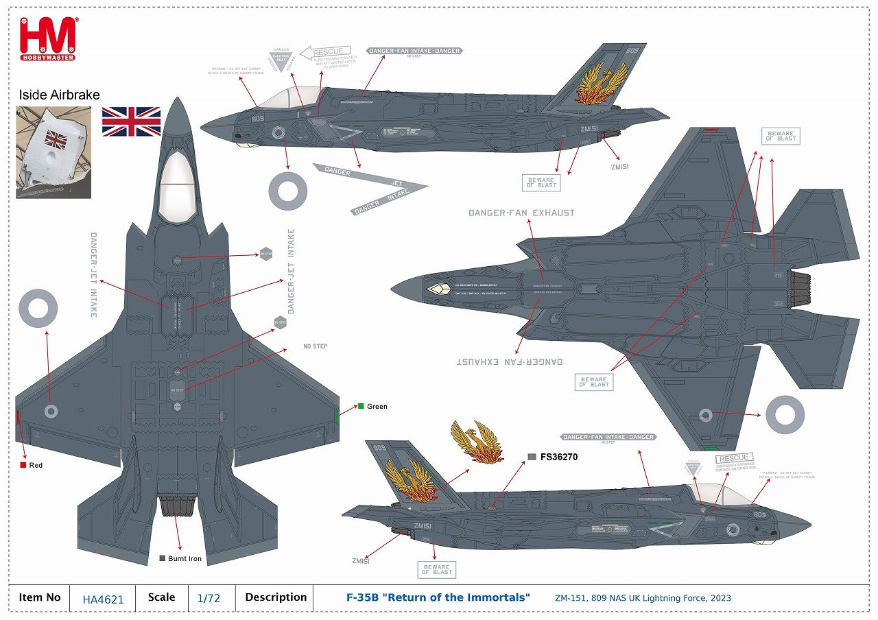 F-35B ライトニングⅡ イギリス空軍「ザ・イモータル」2023年 ZM151 1/72[HA4621]