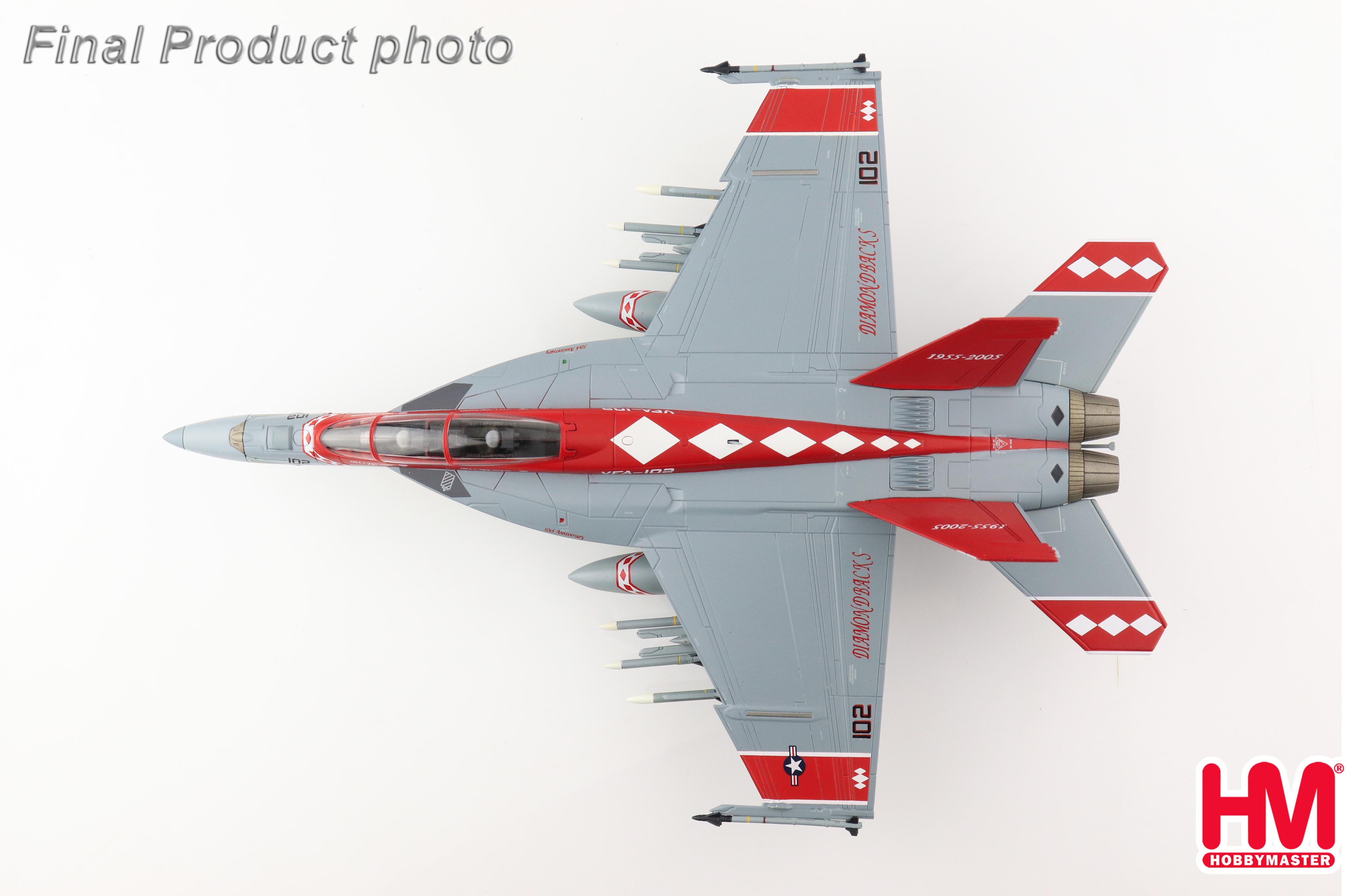 F/A-18F (two-seater) US Navy 102nd Fighter Attack Squadron "Diamondbacks" Special paint "50th anniversary of unit's founding" Atsugi Air Base 2005 NF102/#165882 1/72 [HA5132]