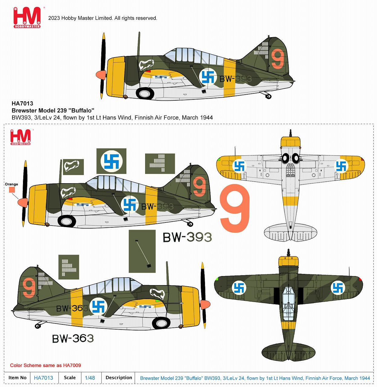 B-239 Buffalo Bluestell "Lieutenant Hans Wind's machine" 1944 1/48 [HA7013] 