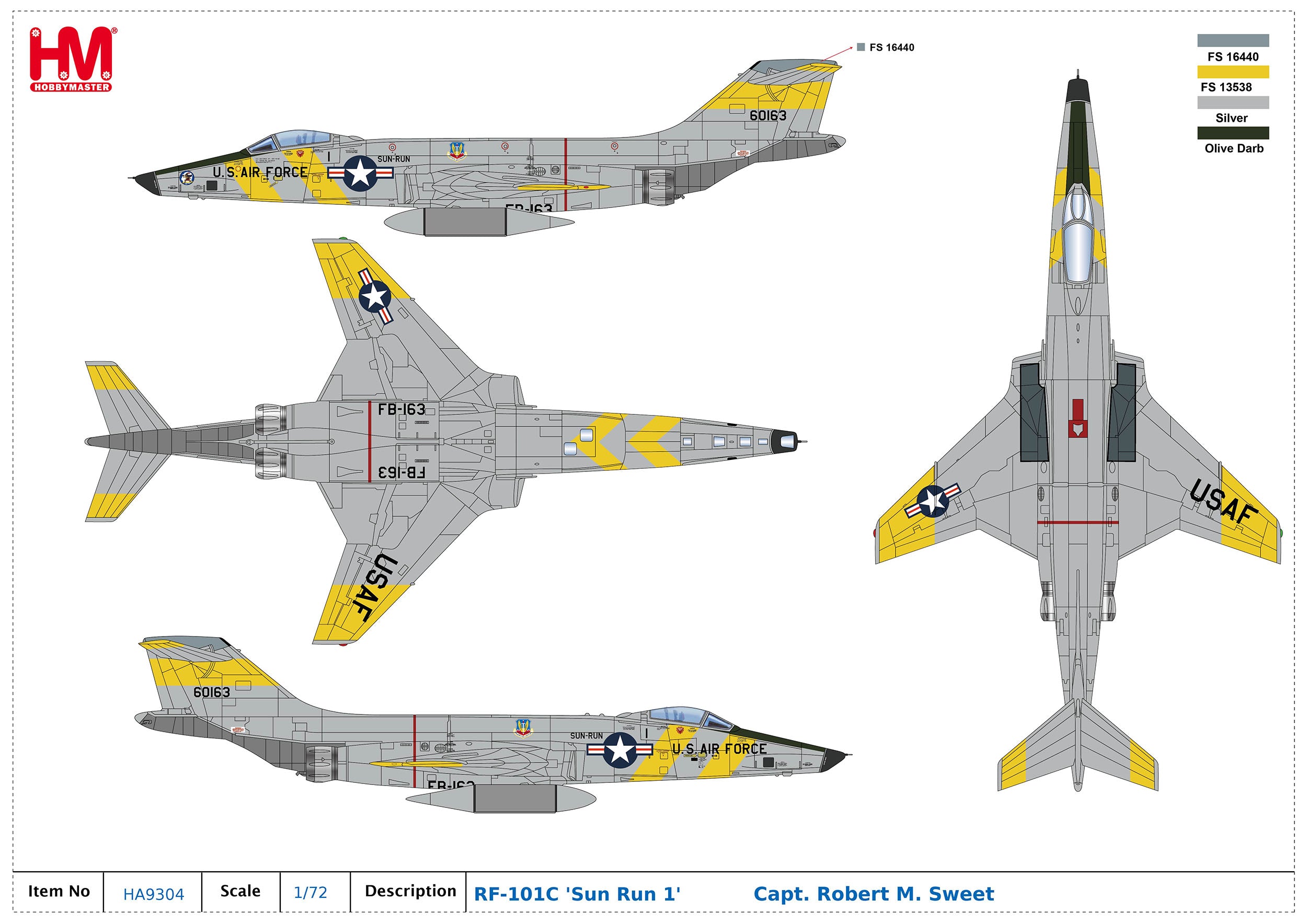 RF-101C Voodoo US Air Force 363rd Tactical Reconnaissance Wing #60163 1/72 [HA9304] 