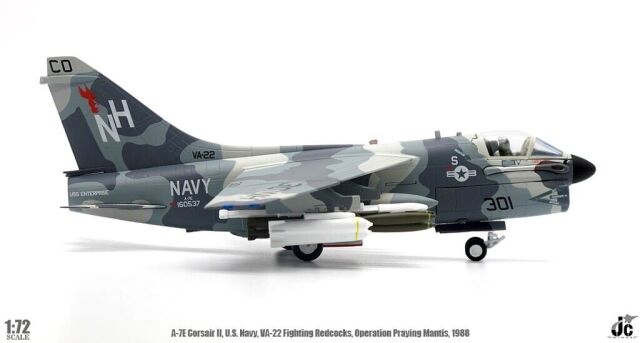 A-7E 美國海軍第22攻擊中隊「戰鬥紅公雞」螳螂行動（攻擊伊朗） 1988年 NH301 1/72 [JCW-72-A7-003]