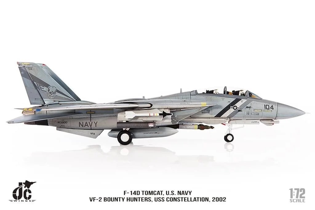 F-14D 美国海军第 2 战斗机中队“赏金猎人”2002 “Go Navy” 徽标 NE104 1/72 [JCW-72-F14-008]