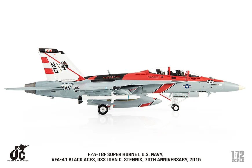 F/A-18F (two-seater) US Navy 41st Fighter Attack Squadron "Black Aces" Special Paint "70th Anniversary of Unit Founding" 2015 Lemoore Air Force Base, California NG100/#166842 1/72 [JCW-72-F18-015]