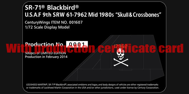 SR-71A US Air Force 9th Strategic Reconnaissance Wing, mid-80s "Skull &amp; Crossbones" #61-7962 1/72 [001607]