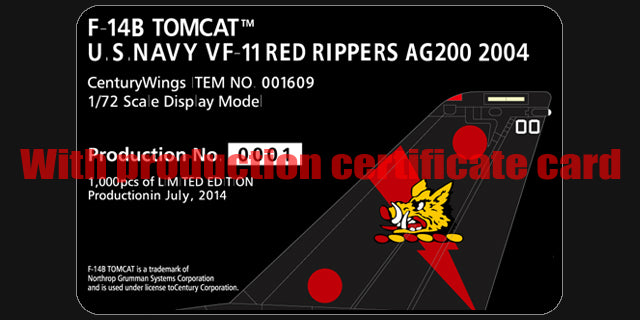 F-14B US Navy 11th Fighter Squadron "Red Rippers" Wing Commander aircraft on final voyage aboard the aircraft carrier USS George Washington 2004 AG200 1/72 [001609]