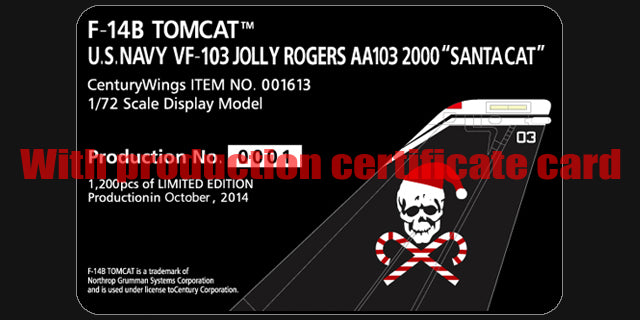 F-14B US Navy 103rd Fighter Squadron "Jolly Rogers" Special Paint "Santa Cat" 2000 AA103 1/72 *Flaps down, wings fixed [001613]