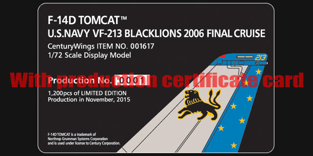 F-14D US Navy 213th Fighter Squadron "Black Lions" on final voyage aboard the aircraft carrier Theodore Roosevelt in 2006 AJ213 1/72 [001617]