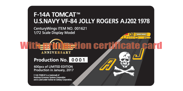 F-14A US Navy 84th Fighter Squadron "Jolly Rogers" from the Nimitz Aircraft Carrier in 1978 AJ202 1/72 [001621] [Limit 1 per person]