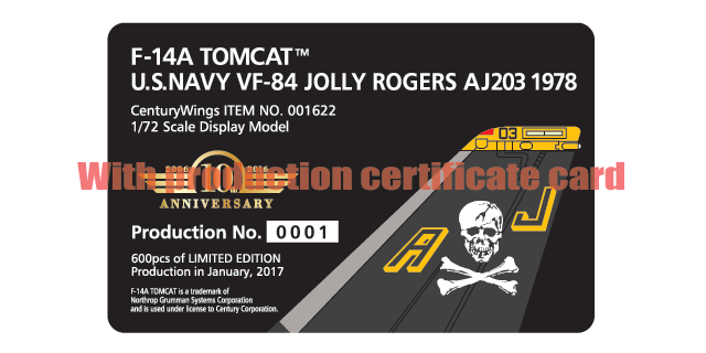 F-14A US Navy 84th Fighter Squadron "Jolly Rogers" from the Nimitz Aircraft Carrier in 1978 AJ203 1/72 [001622] [Limit 1 per person]