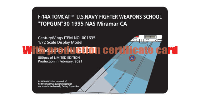 F-14A US Navy Fighter Weapons School (NFWS) "TOPGUN" Virtual enemy aircraft Blue camouflage Miramar Air Base 1995 #30 1/72 [001635]