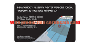 F-14A アメリカ海軍 戦闘機兵器学校（NFWS）「TOPGUN」 仮想敵機 青色迷彩 ミラマー基地 95年 #30 1/72 [001635]