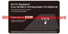 SR-71Aブラックバード アメリカ空軍 第9戦略偵察航空団 ビール基地・カリフォルニア州 （嘉手納基地派遣） 1972年 #61-7978 「ラピット・ラビッド」 1/72 [001641]