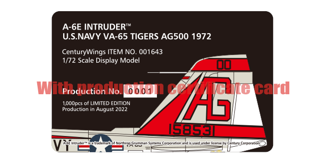 A-6E US Navy 65th Attack Squadron "Tigers" from the aircraft carrier Independence, 1972 AG500/#158531 1/72 [001643]