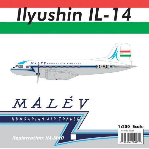 Ilyushin IL-14 Malév Hungarian Airlines 1950s HS-MAD 1/200 [20095]