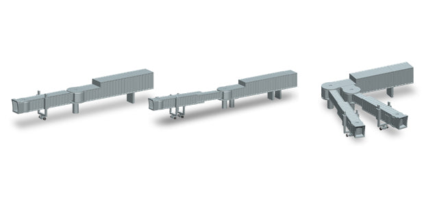 空港ジオラマアクセサリー 1連式搭乗橋 4点セット 長さ・高さ調整可 1/500 ※プラ製 [521031]