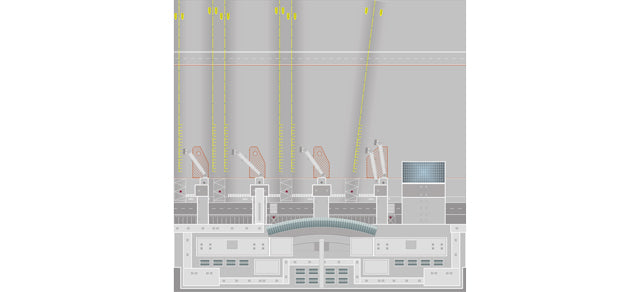 Airport diorama plate Munich Airport central, north and south boarding corridors 1/500 [530293]