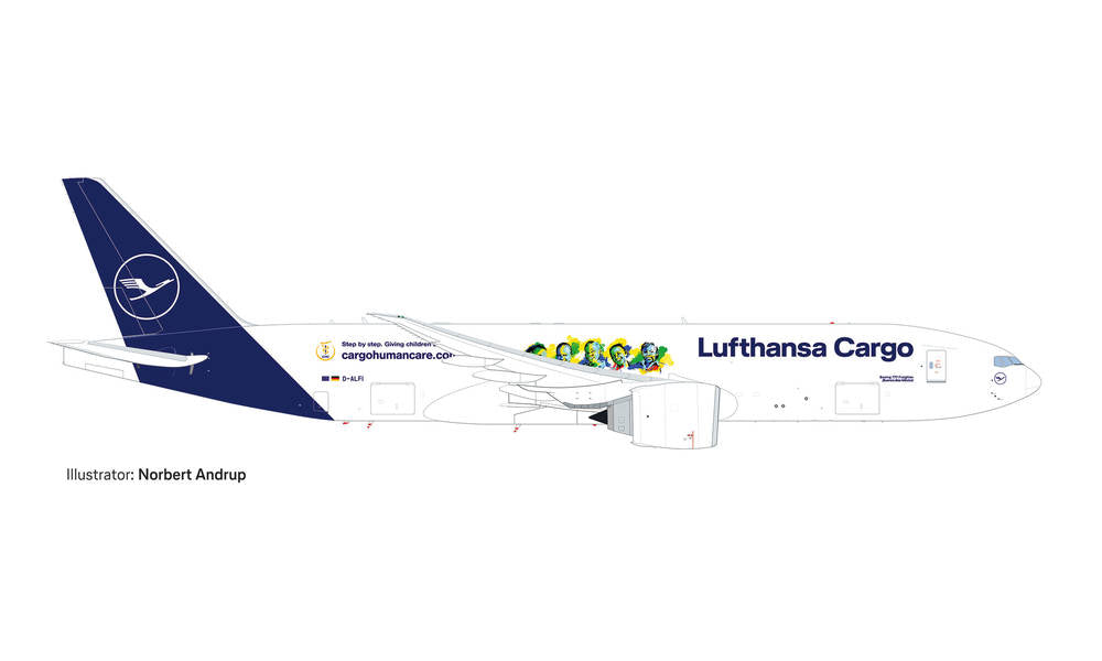777F（777-200貨物型） ルフトハンザ・カーゴ 特別塗装 「Cargo Human Care（CHC）」 D-ALFI 「ブエノスディアス・メヒコ」 1/500 [535755]