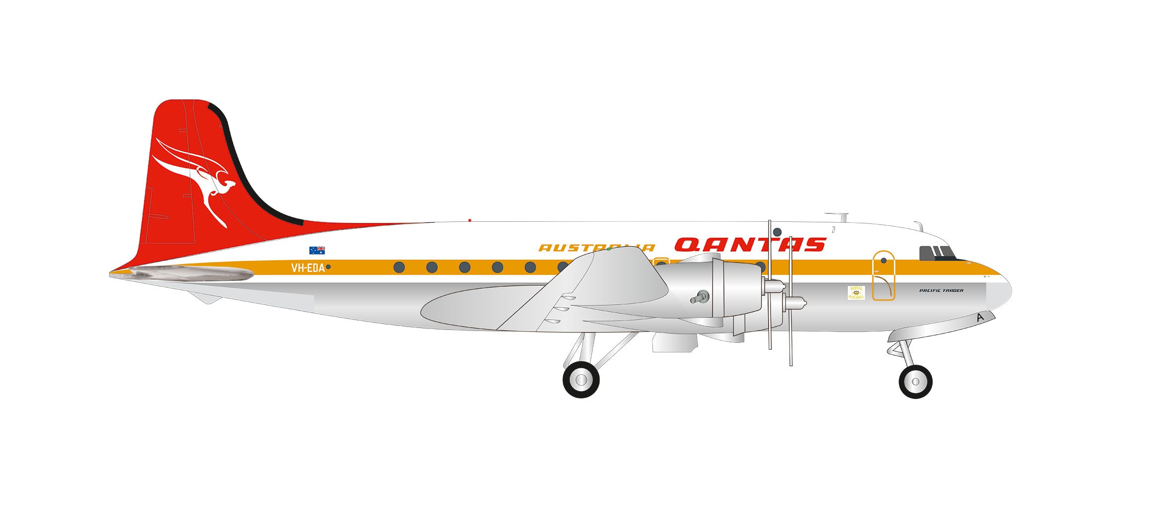 DC-4 Qantas Australian Airlines 1970s VH-EDA "Pacific Trader" 1/200 *Made of metal [570855]