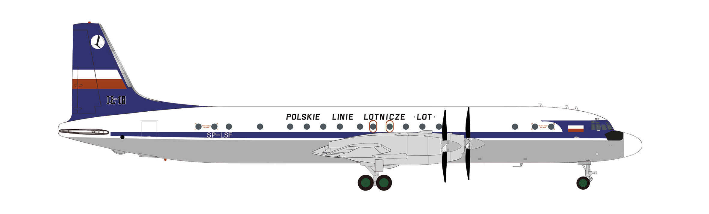 [Pre-order item] IL-18 LOT Polish Airlines 1960s-1970s SP-LSF 1/200 [572446]