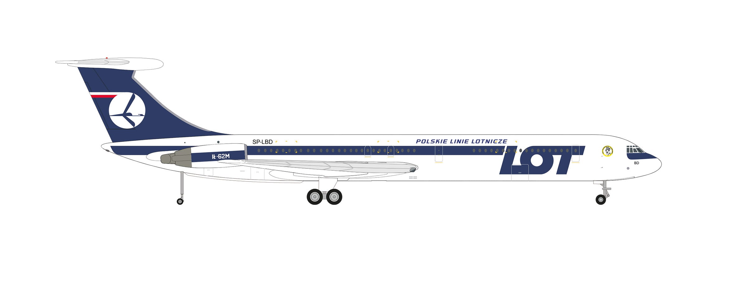 [Pre-order item] IL-62M LOT Polish Airlines 1980s-1990s SP-LBD "Wladyslaw Sikorski" 1/200 [572682]