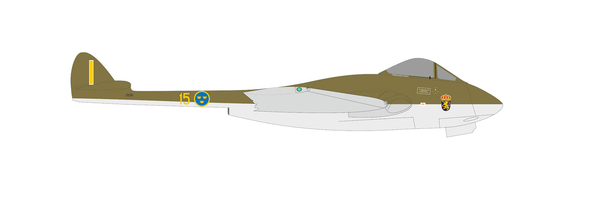 【予約商品】バンパイアJ28A（FB.50） スウェーデン空軍 ヘルシンゲ航空団（F15） 50年代 ソーデルハムン基地 #28219 1/72 ※金属製 [580625]