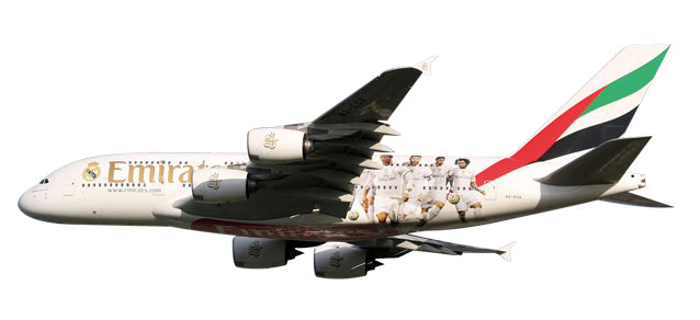 A380 エミレーツ航空 特別塗装 「レアルマドリード」 A6-EOA （スナップインモデル・ギアなし・スタンド専用） 1/250 ※プラ製 [611077]