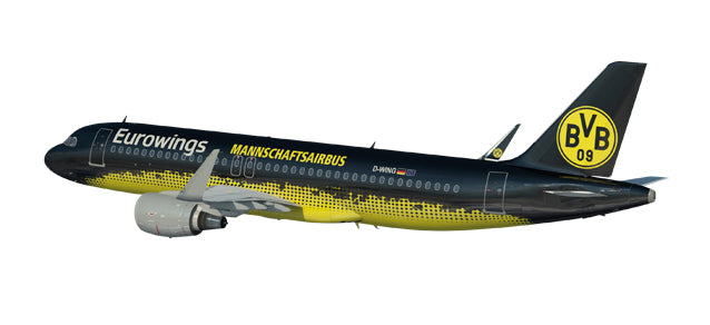 A320SL ユーロウイングス 特別塗装 「ボルシア・ドルトムント／Mannschaftsairbus」 （スナップインモデル・スタンド仕様・ランディングギアなし） D-AIZR 1/100 ※プラ製 [611602]