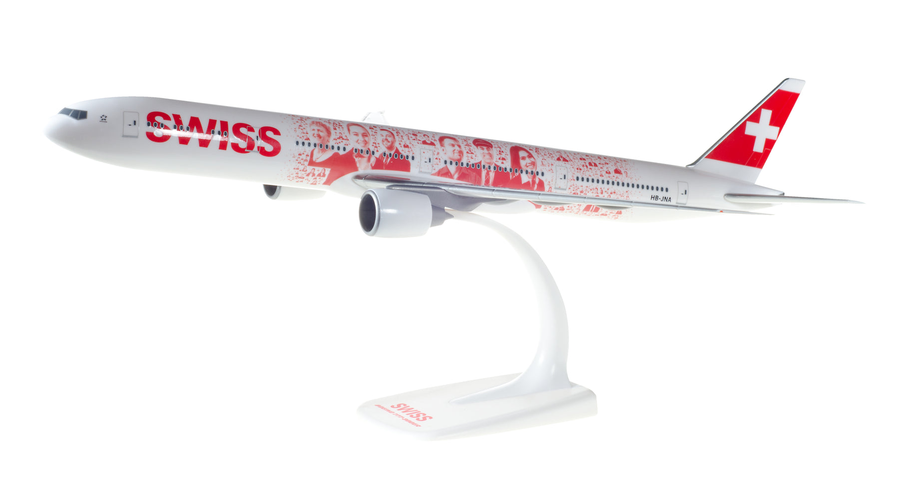 777-300ER スイスインターナショナルエアラインズ 特別塗装 「Faces of Swiss」 HB-JNA （スナップインモデル・ギアなし・スタンド専用） 1/200 ※プラ製 [611671]