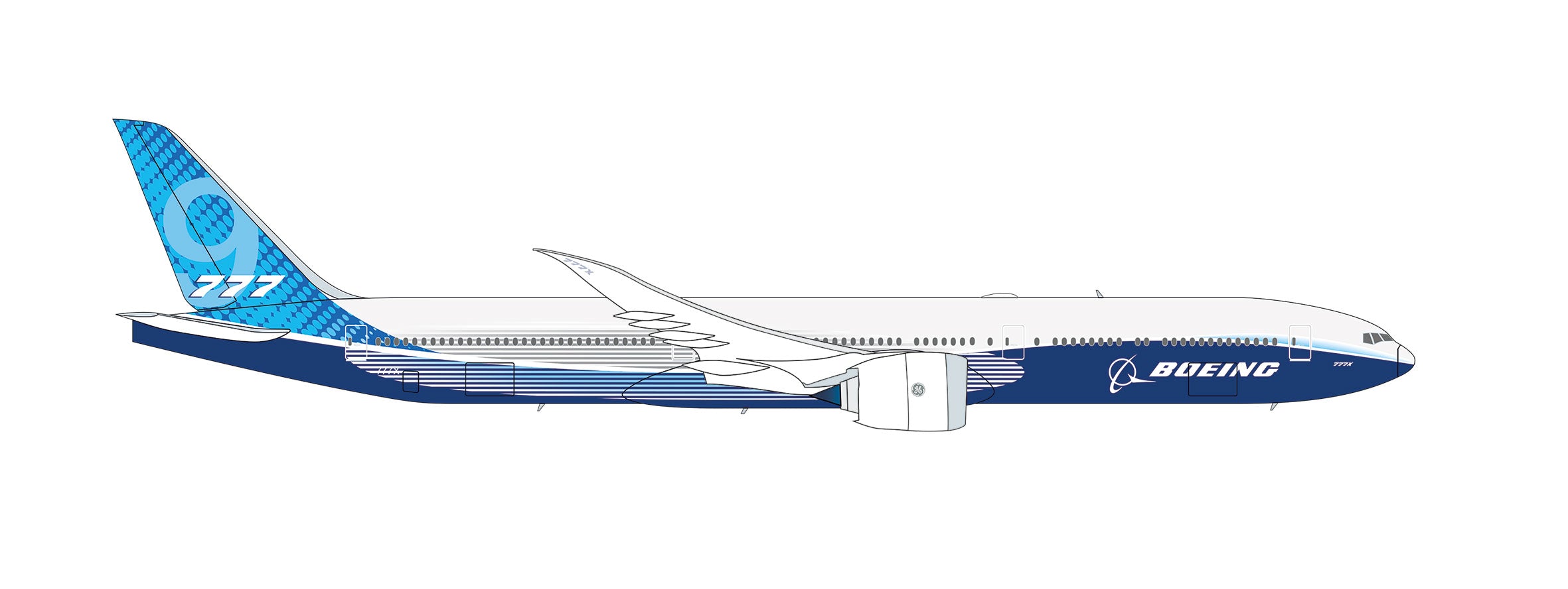 777-9 Boeing House Color N779XW (Snap-in model, stand model, no landing gear) 1/250 *Plastic [612630]