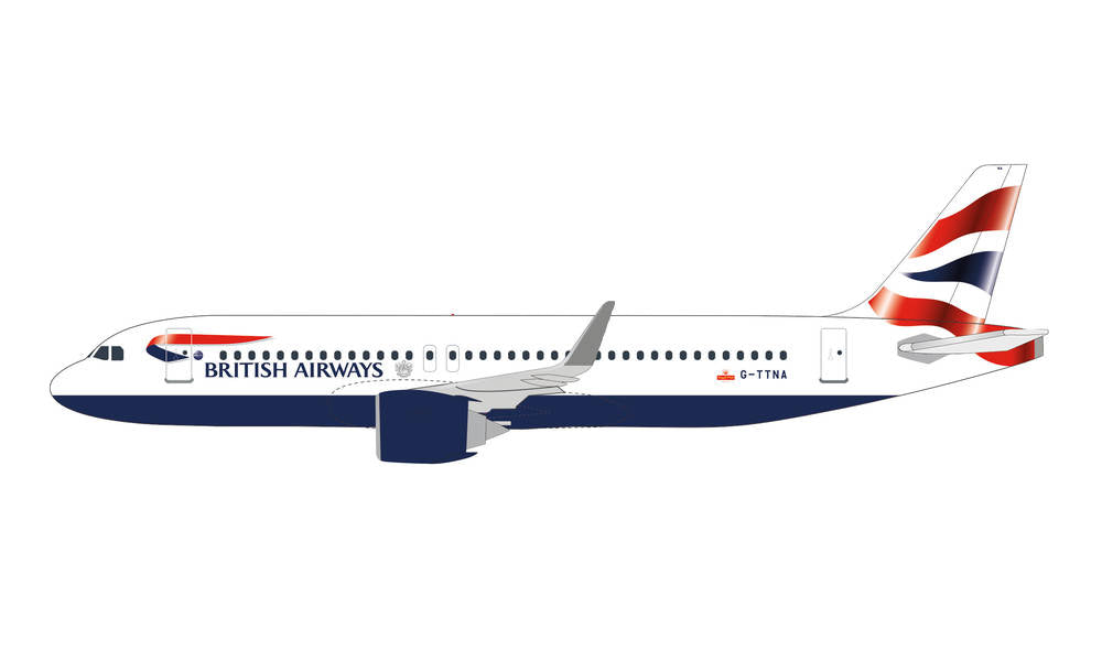 A320neo British Airways G-TTNA (Snap-in model, stand version, no landing gear) 1/200 *Plastic [612746]