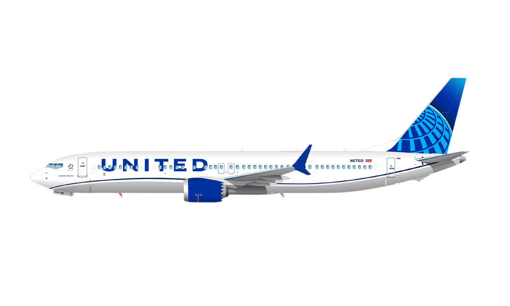 737 Max 9 United Airlines N27520 (Snap-in model, stand model, no landing gear) *Plastic 1/200 [613149]