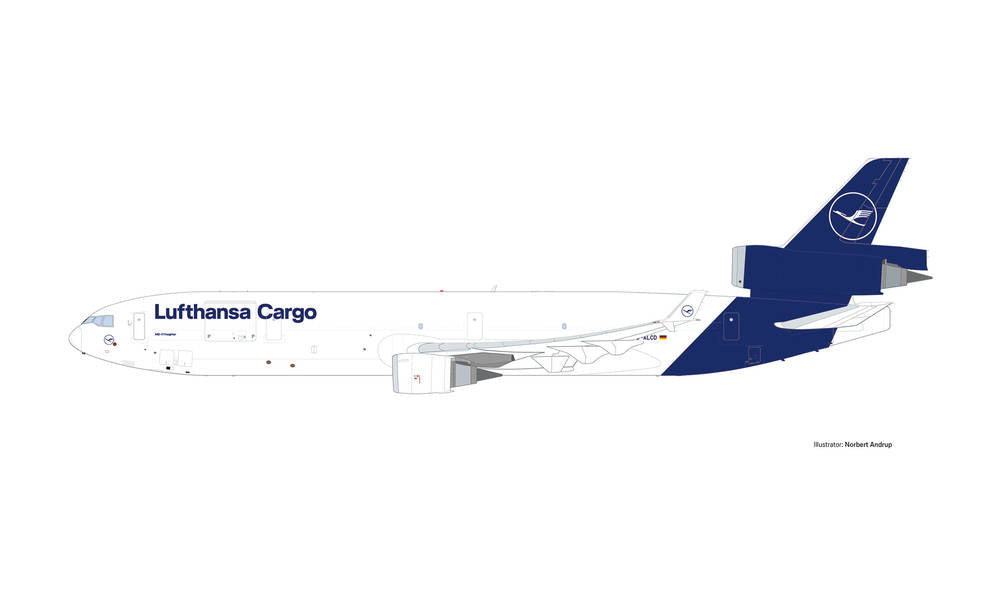 MD-11F ルフトハンザ・カーゴ D-ALCD (スナップインモデル・スタンド仕様・ランディングギアなし) 1/200 ※プラ製 [613224]