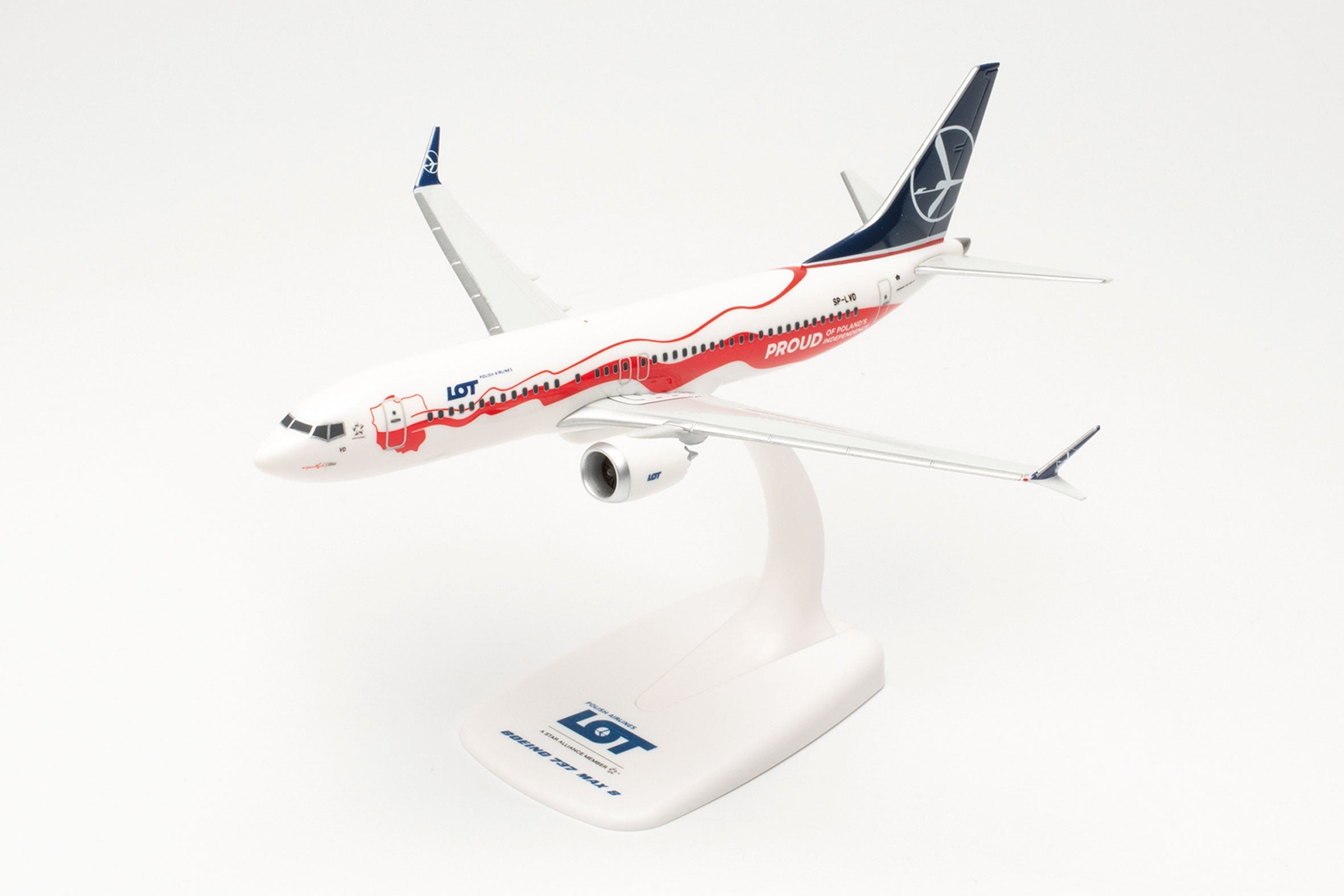 737 Max 8 LOT Polish Airlines Special Paint "100th Anniversary of Independence / Proud of Independence" 2018 (Snap-in model, stand specification, no landing gear) SP-LVD 1/200 [613675]