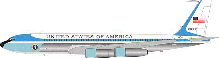VC-137C（707-300） アメリカ空軍 大統領専用機 「エアフォースワン」 7-80年代 ポリッシュ仕上 （スタンド付属） #26000 1/200 ※金属製 [AF1VC-137CP]