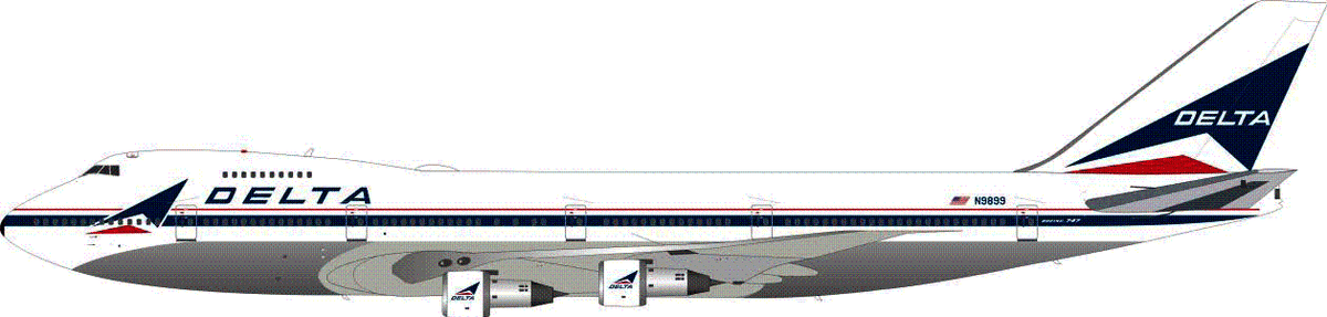 747-100 デルタ航空 70年代 ポリッシュ （スタンド付属） N9899 1/200 ※金属製 [AV27410615P]