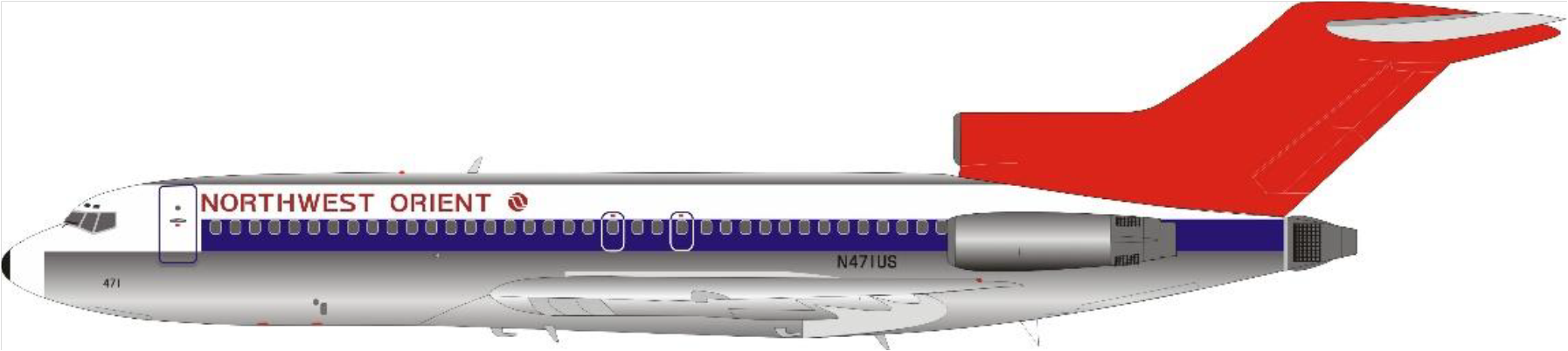 727-100 Northwest Orient Airlines 1980s Stand included N471US 1/200 *Made of metal [B-721-US-100P]