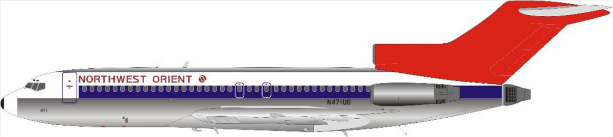 727-100 ノースウエスト・オリエント航空 80年代 スタンド付属 N471US 1/200 ※金属製 [B-721-US-100P]
